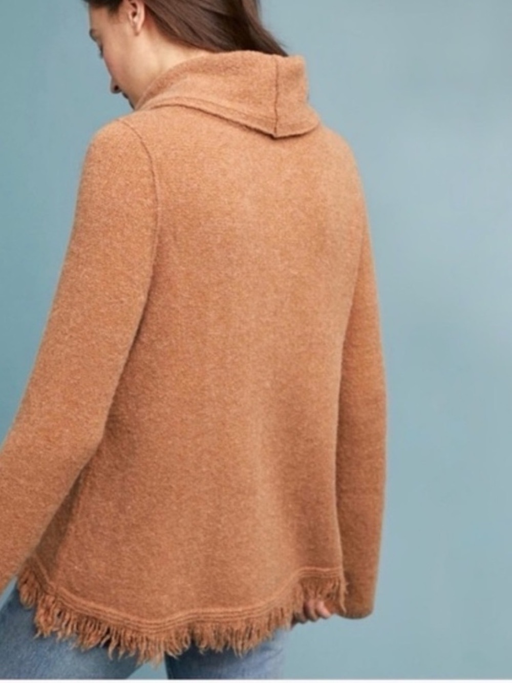Anthropologie Akemi + Kin Plush Turtleneck Aruna Fringe Sweater